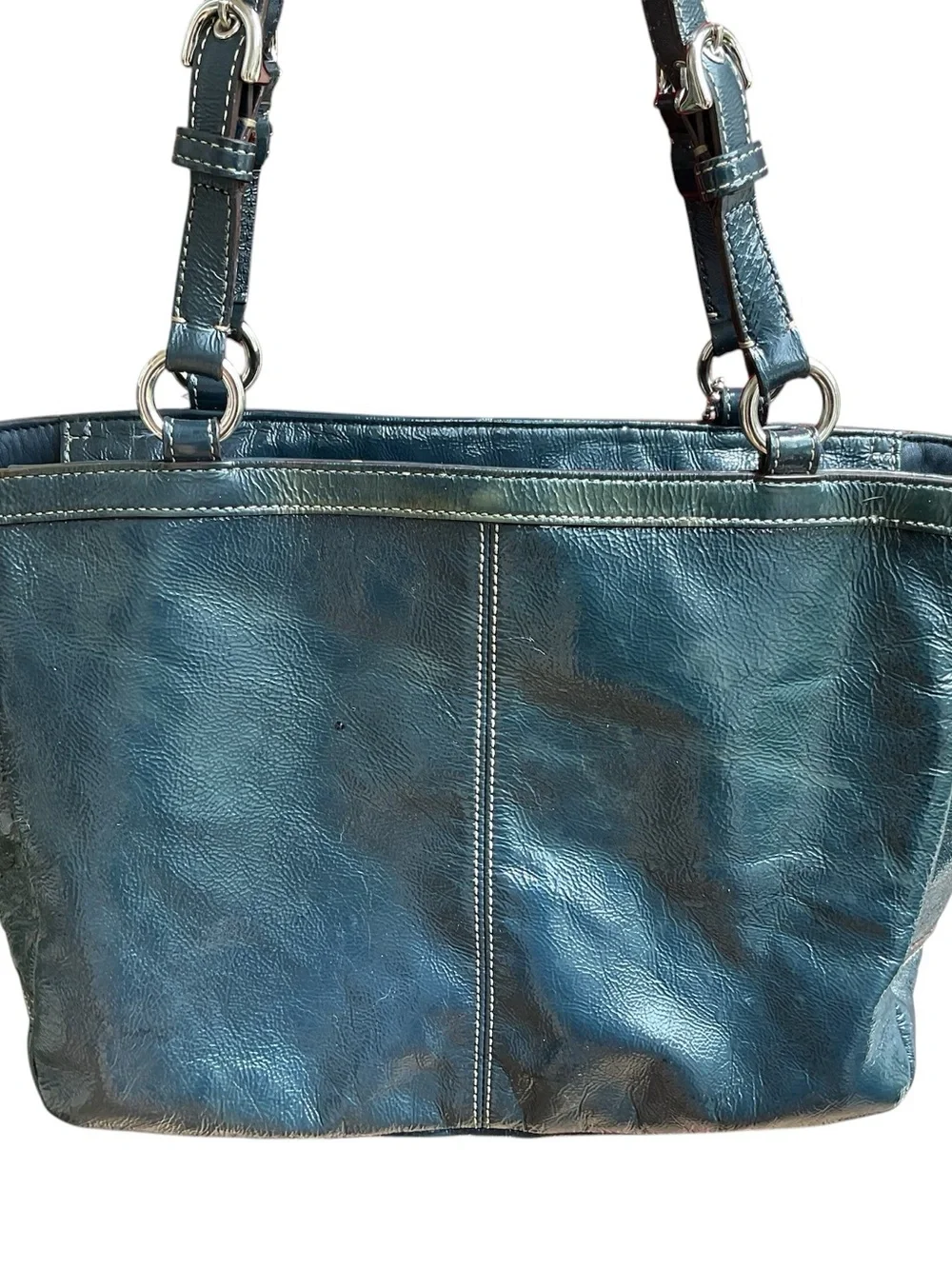 COACH Black Leather Shoulder Bag with Logo Charm
